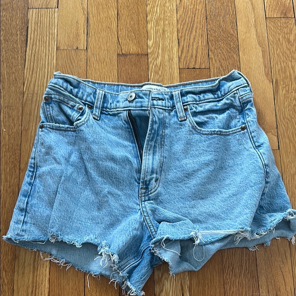 Abercrombie & Fitch Blue Jean Shorts Distressed High-Waisted